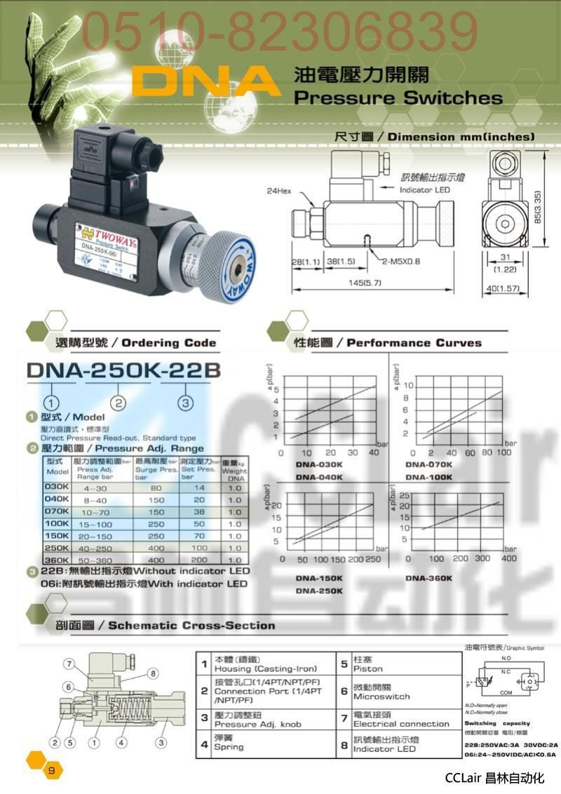 DNA-030K-06I  DNA-030K-22B  TWOWAY 油電壓力開關(guān)